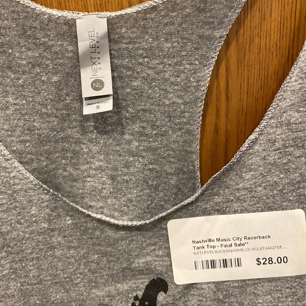*NEW* Next Level Apparel Gray Nashville Music Tank Top size small - Picture 2 of 6